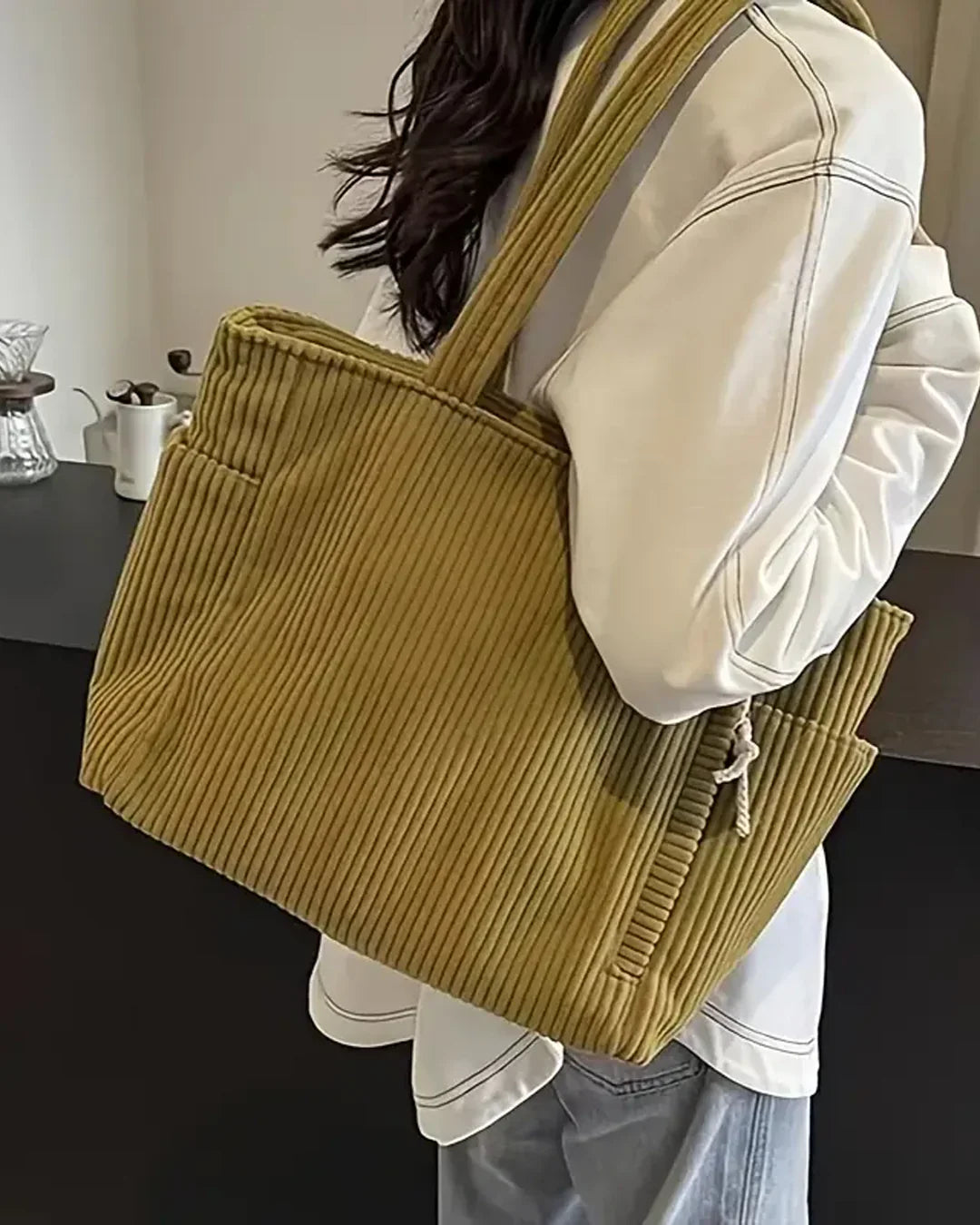 Tilda | Şık Kordon Detaylı Ribanlı Tote Çanta