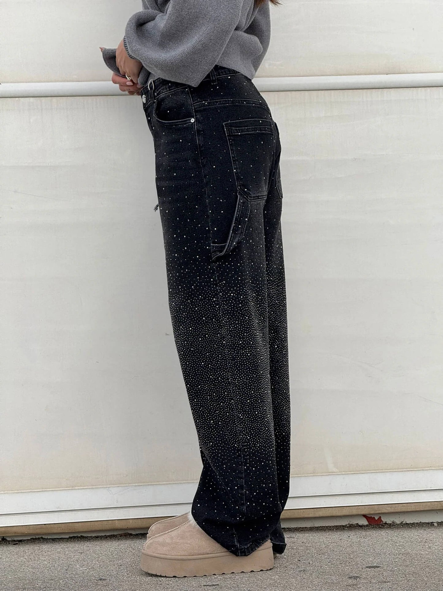 Balon Kesim Karpenter Parlak Denim Jean