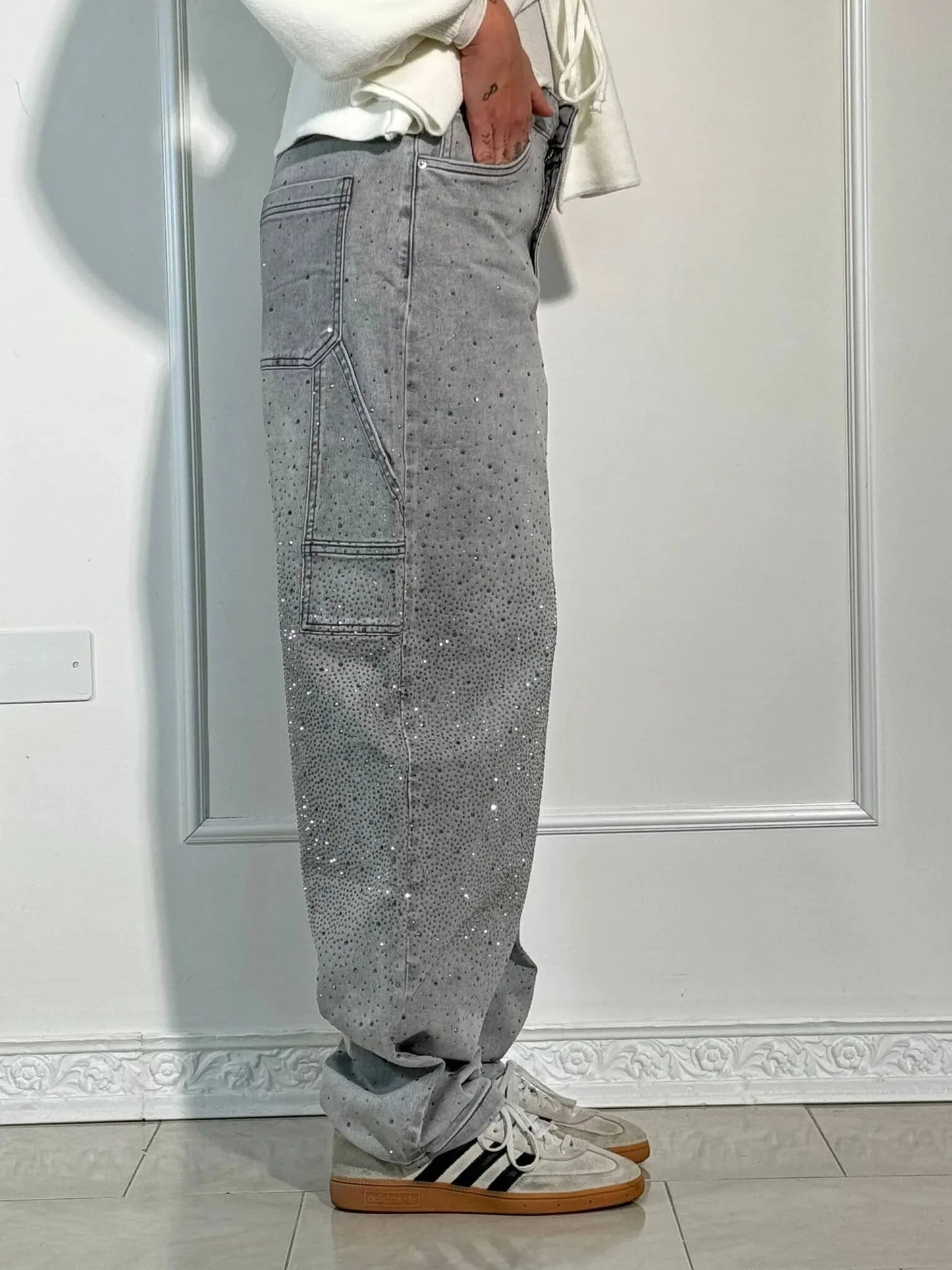 Balon Kesim Karpenter Parlak Denim Jean