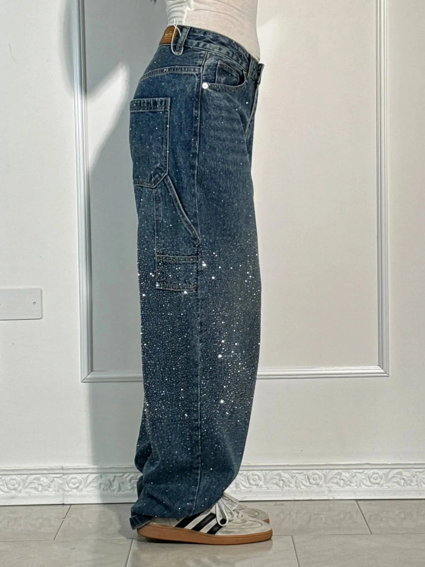 Balon Kesim Karpenter Parlak Denim Jean