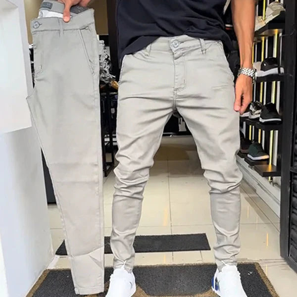 Erkek Slim Fit Düz Renk Casual Pantolon