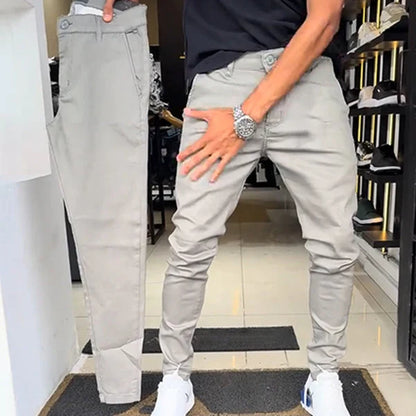 Erkek Slim Fit Düz Renk Casual Pantolon