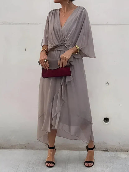 Monica | V Yaka Şifon Elbise