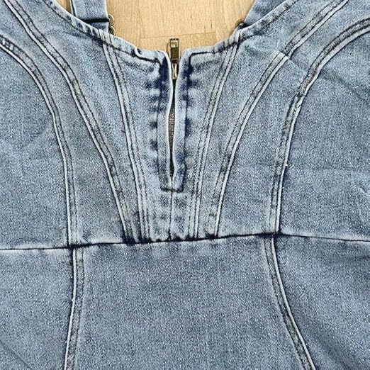 Anna Denim Elbise - Ayarlanabilir Askılı ve Şık Tasarım