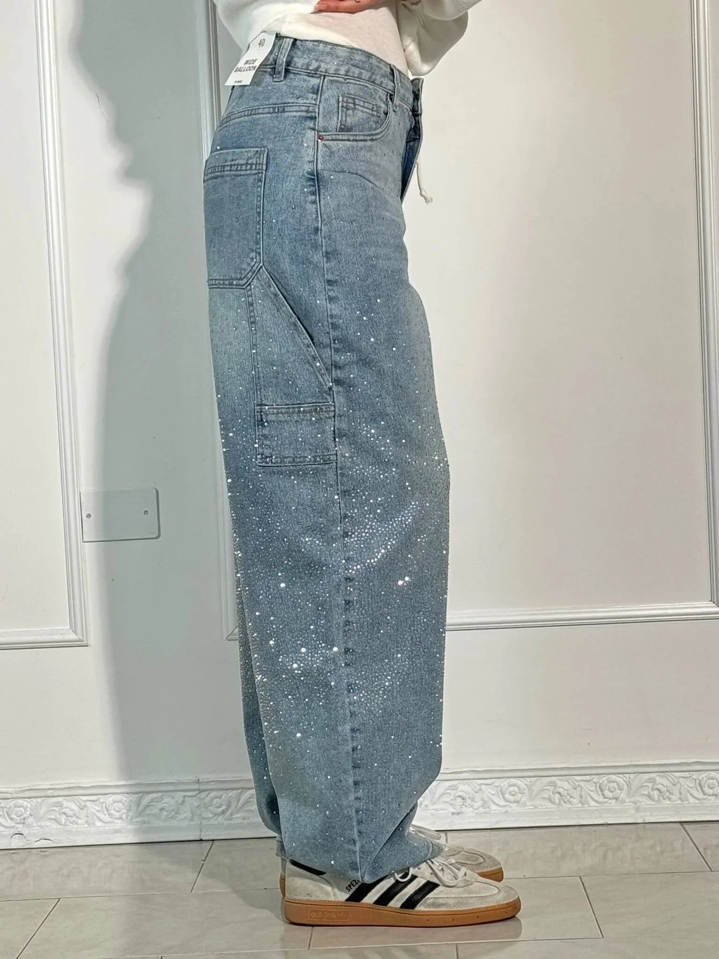 Balon Kesim Karpenter Parlak Denim Jean
