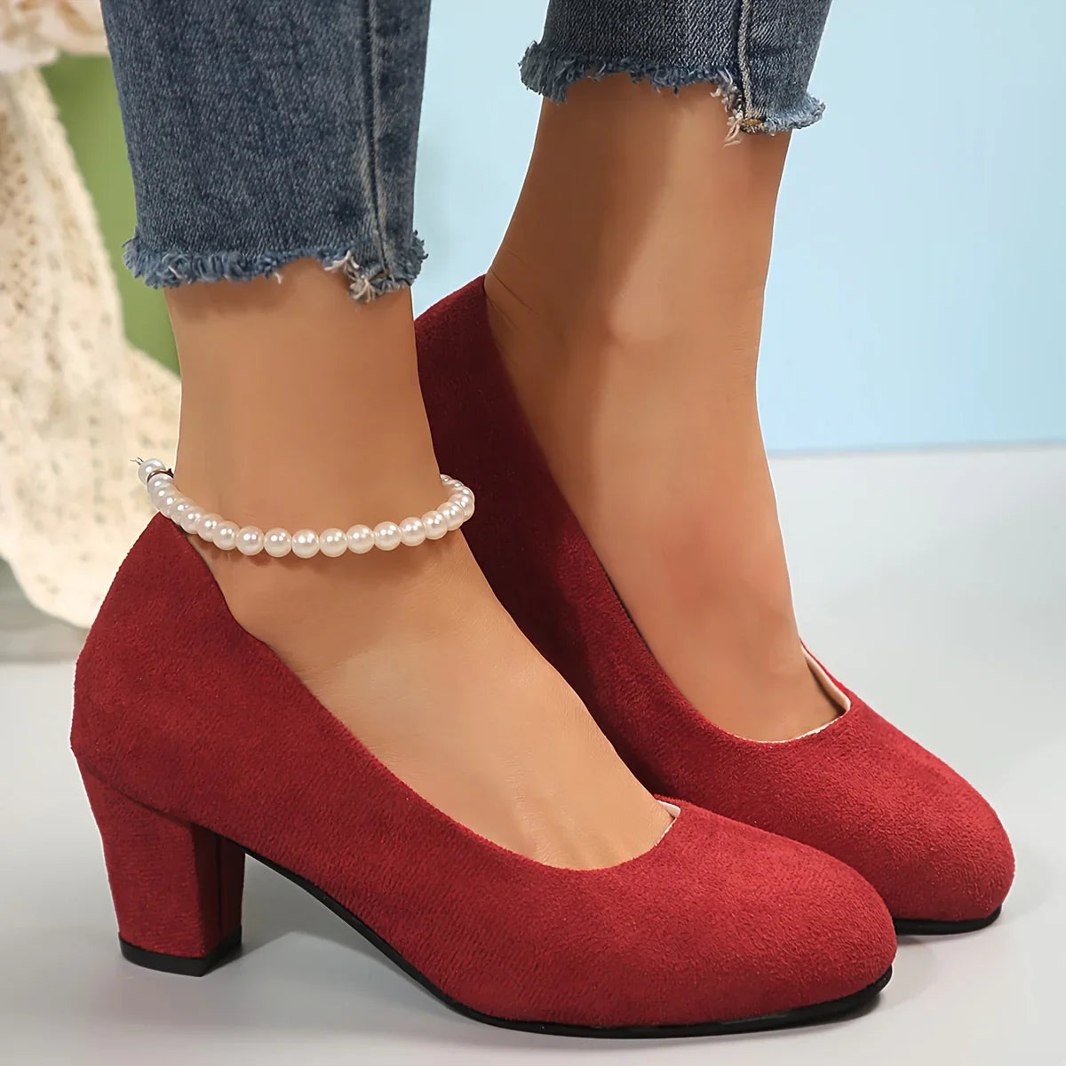 Laure™ – Geniş Burunlu ve Dengeli Topuklu, Ağrısız Konfor Sunan Stiletto Ayakkabı