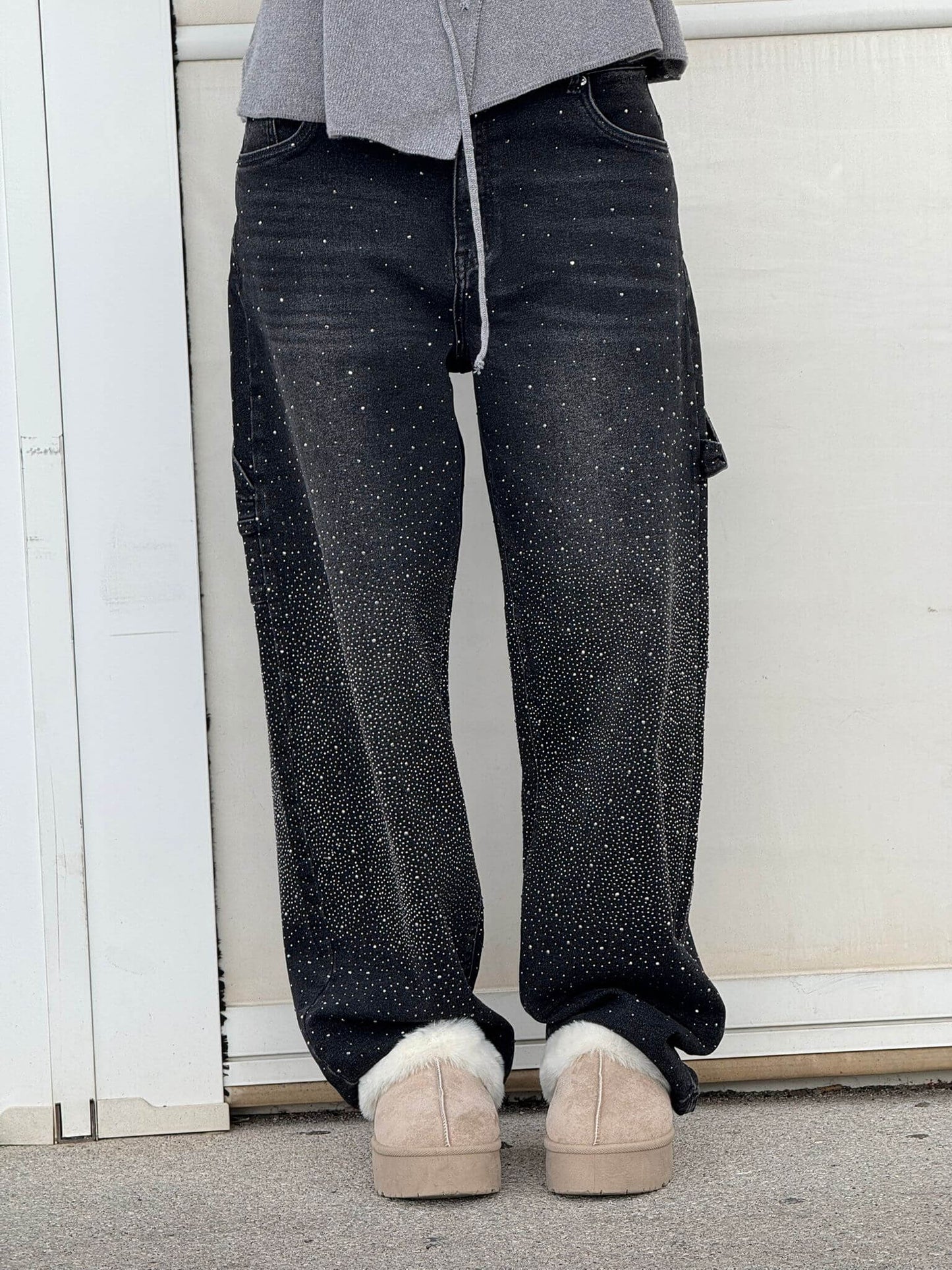 Balon Kesim Karpenter Parlak Denim Jean