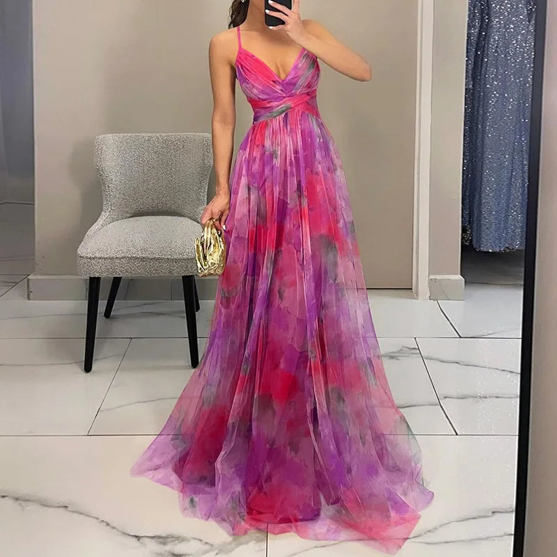 Carola - Çiçek desenli büyüleyici maksi elbise