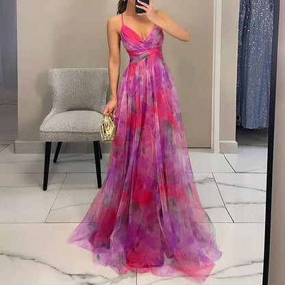 Carola - Çiçek desenli büyüleyici maksi elbise